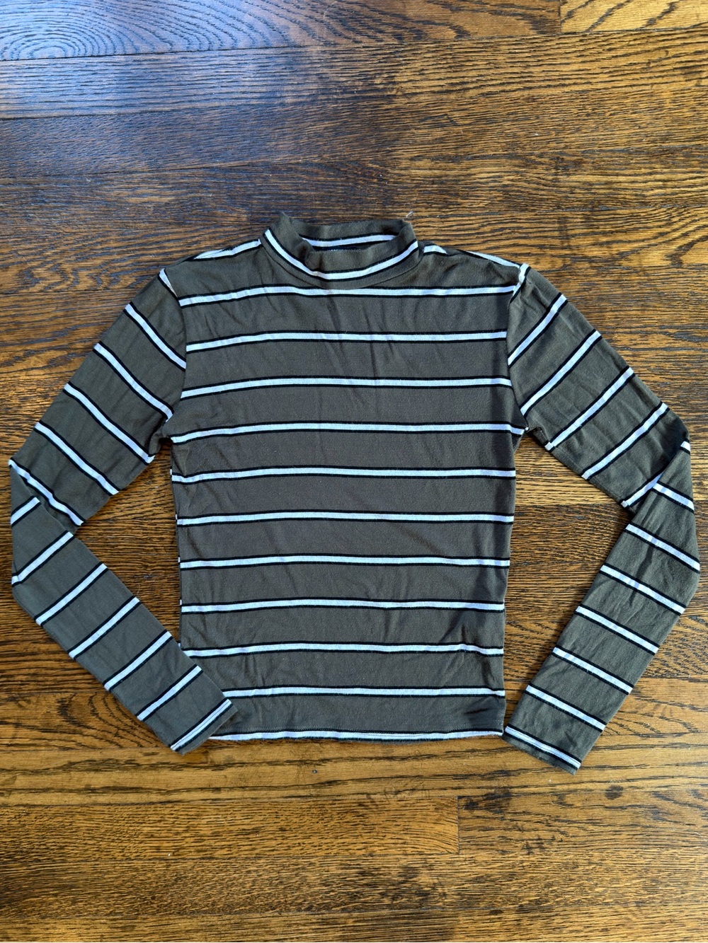 Mock Neck Long Sleeve Striped Top